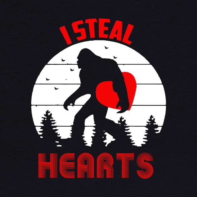 Bigfoot I Steal Hearts Valentines Day by Gadsengarland.Art